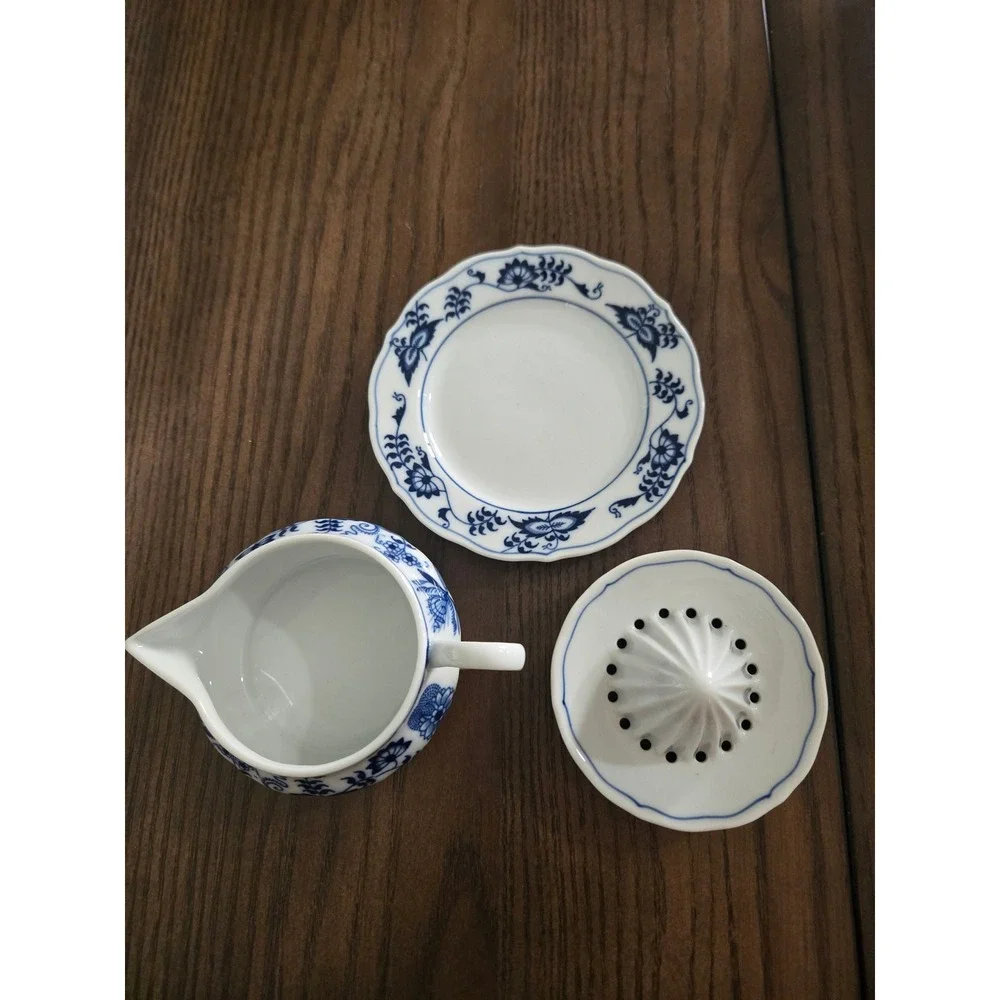 Blue Danube Japan Porcelain Citrus Juicer Set Blue Onion Pattern 3 Piece Vtg